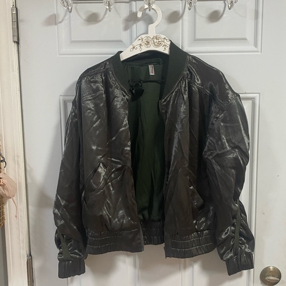 Free People | Satin Green Bomber Jacket NWT! - Picture 10 of 11